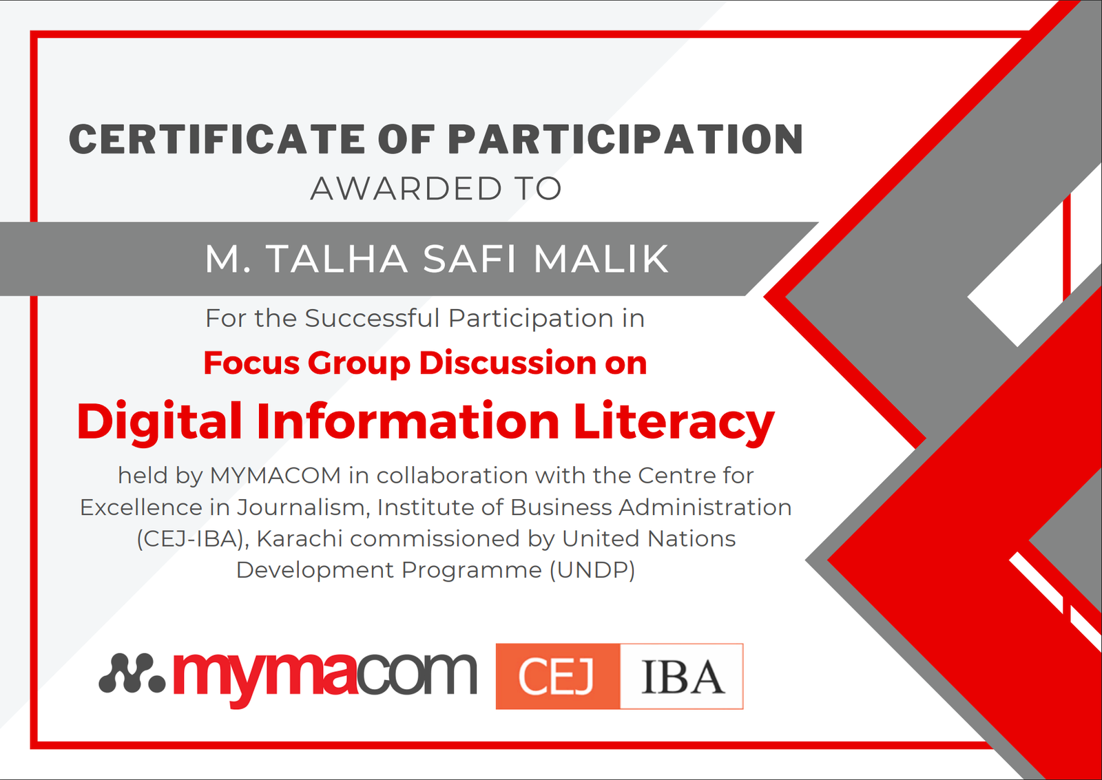 Certificate of Participation